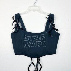 Hand Crafted Gray Star Wars Logo Corset Top – Minimalist Sci-Fi Style